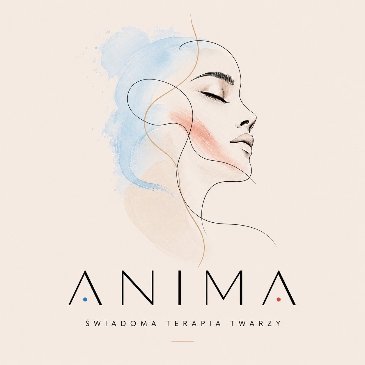 Oryginalna ilustracja i logo Anima — świadoma terapia twarzy